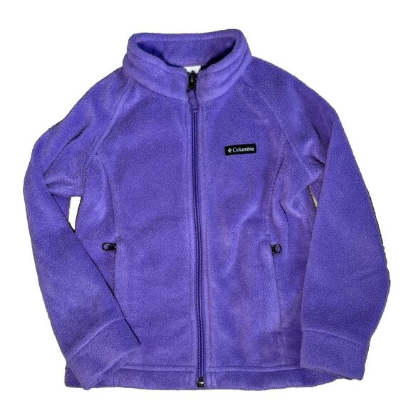 Columbia Purple Plush Fleece Zip up Jacket Kids 4T Outdoor Play Warm Cozy Fall - Picture 2 of 7